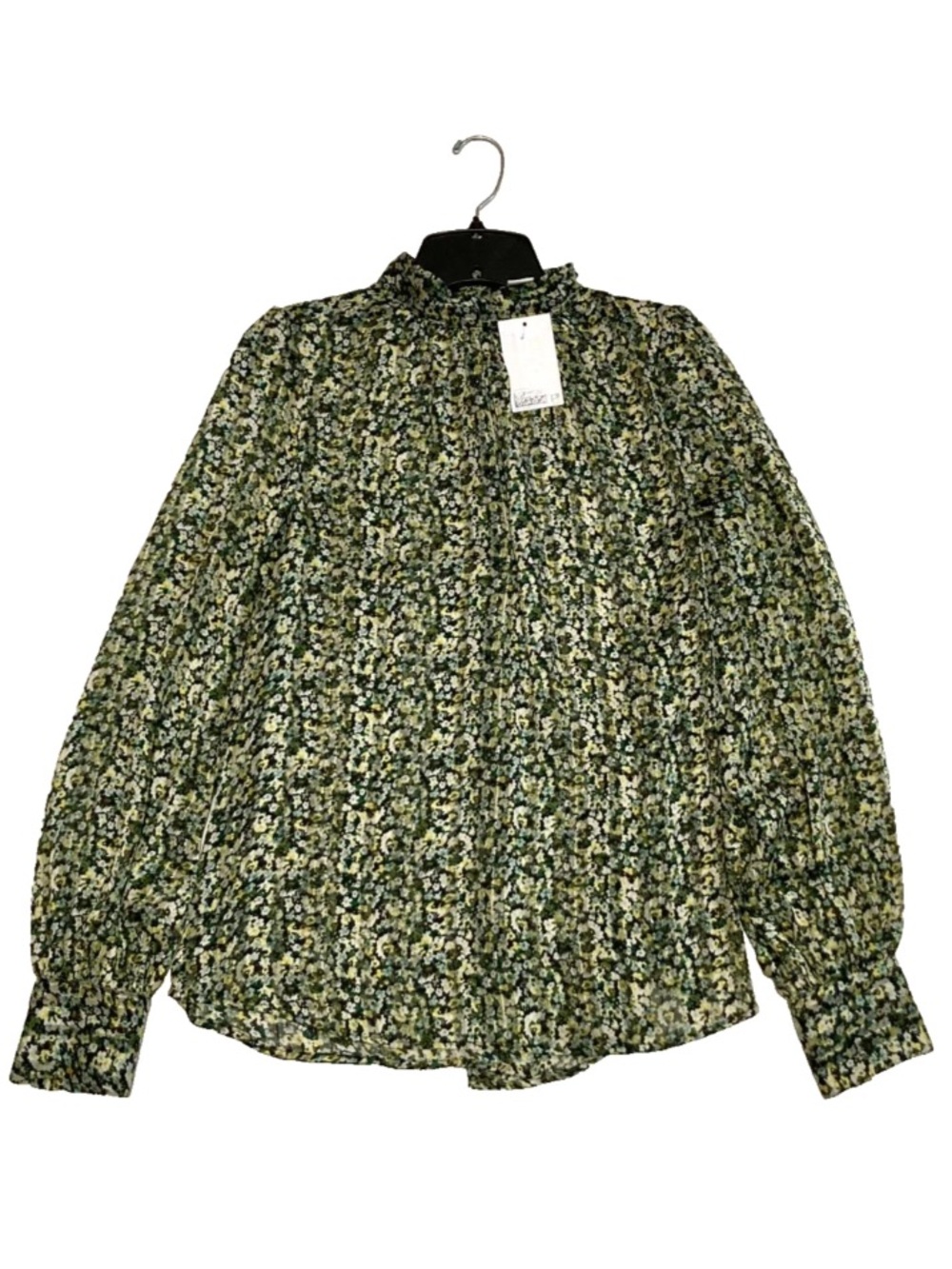 NWT H&M S Blouse Top Long Sleeve Lightweight Mock Neck Boxy Fit Career Event